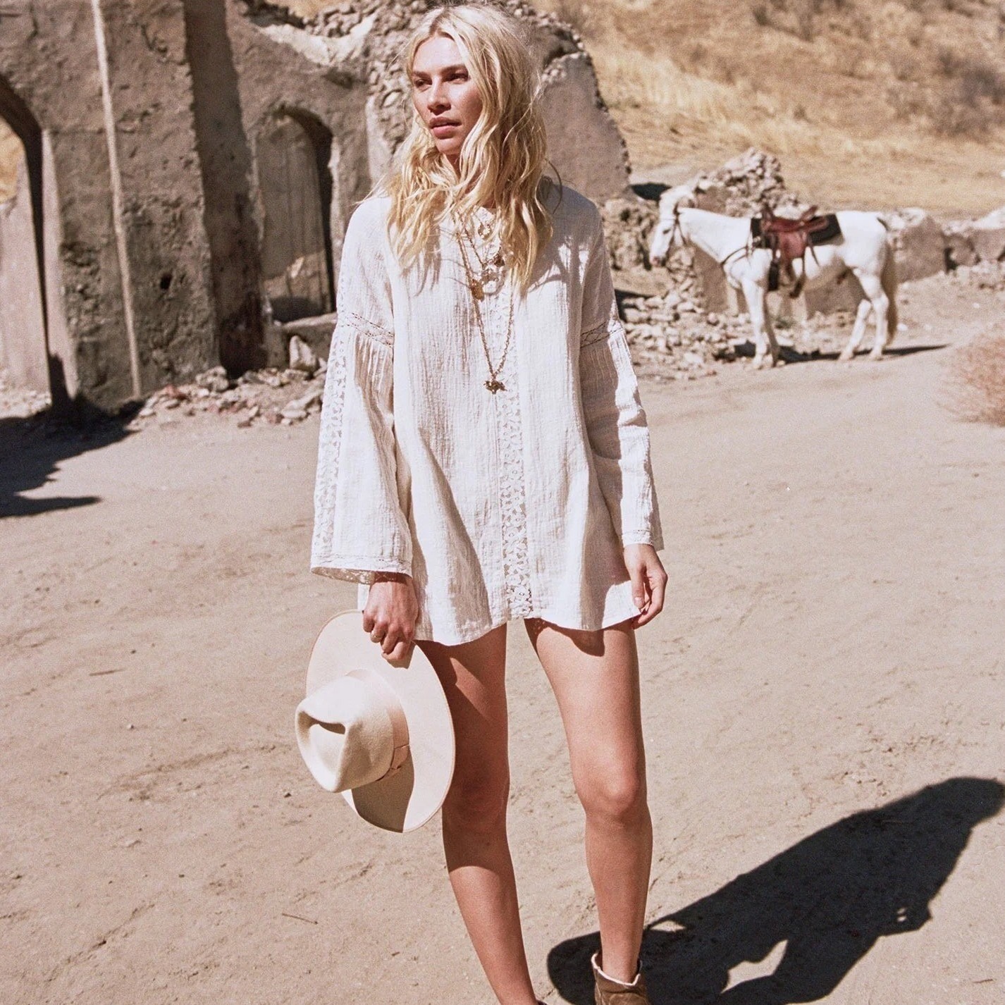 Nwt Spell & The Gypsy Doe Eyed Mini Dress Cream Lace Size Xxs